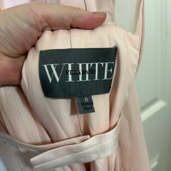 White by Vera Wang Blush Pink Formal Dress size 0 Sheer Corset Back A1
